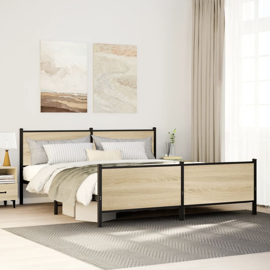Bedframe zonder matras metaal sonoma eikenkleurig 193x203 cm
