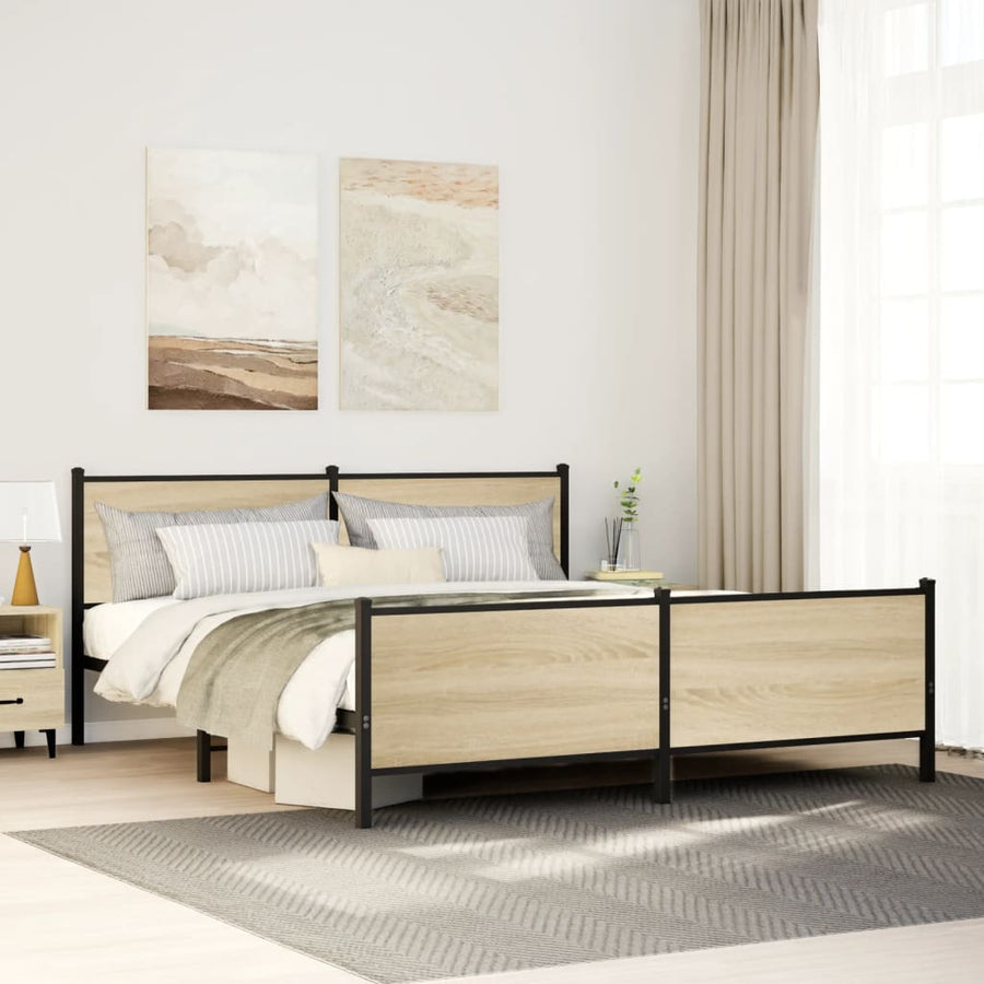 Bedframe zonder matras metaal sonoma eikenkleurig 193x203 cm
