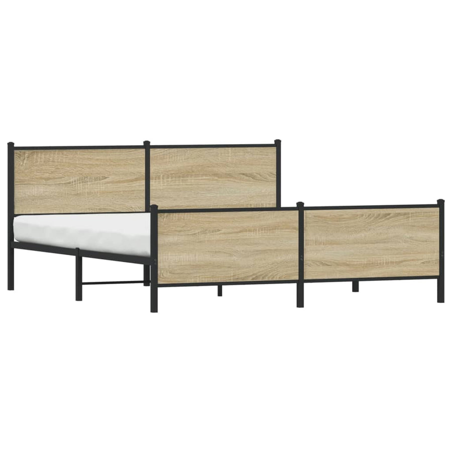 Bedframe zonder matras metaal sonoma eikenkleur 200x200 cm