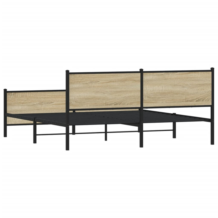 Bedframe zonder matras metaal sonoma eikenkleur 200x200 cm