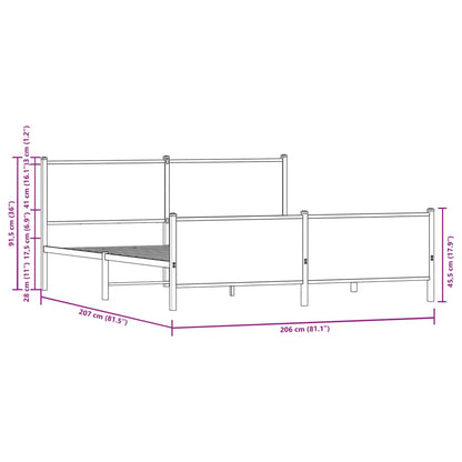 Bedframe zonder matras metaal sonoma eikenkleur 200x200 cm