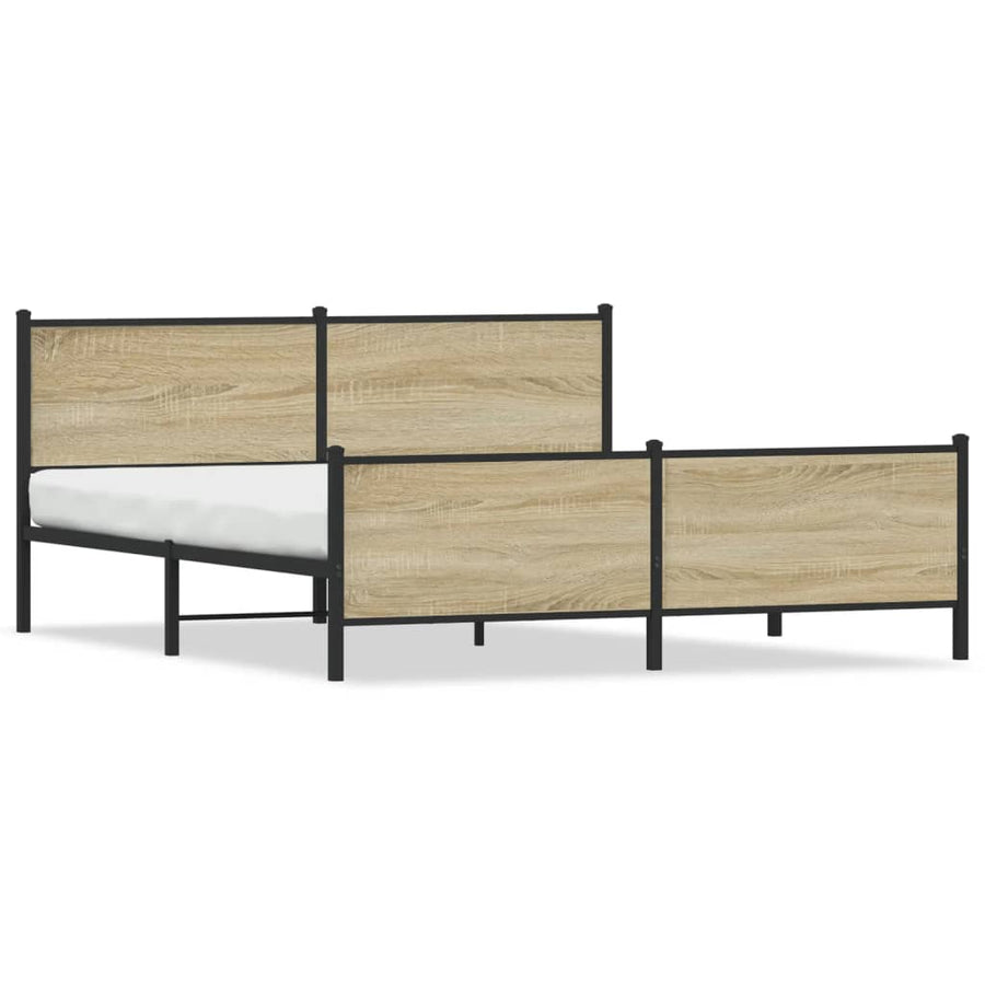 Bedframe zonder matras metaal sonoma eikenkleur 200x200 cm