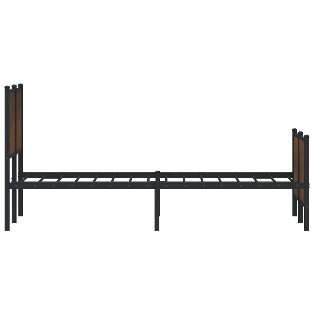 Bedframe hoofd- en voeteneinde metaal bruin eiken 140x190 cm
