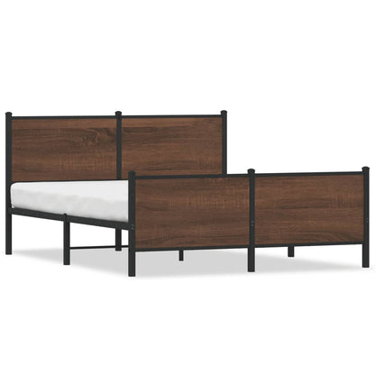 Bedframe hoofd- en voeteneinde metaal bruin eiken 140x200 cm