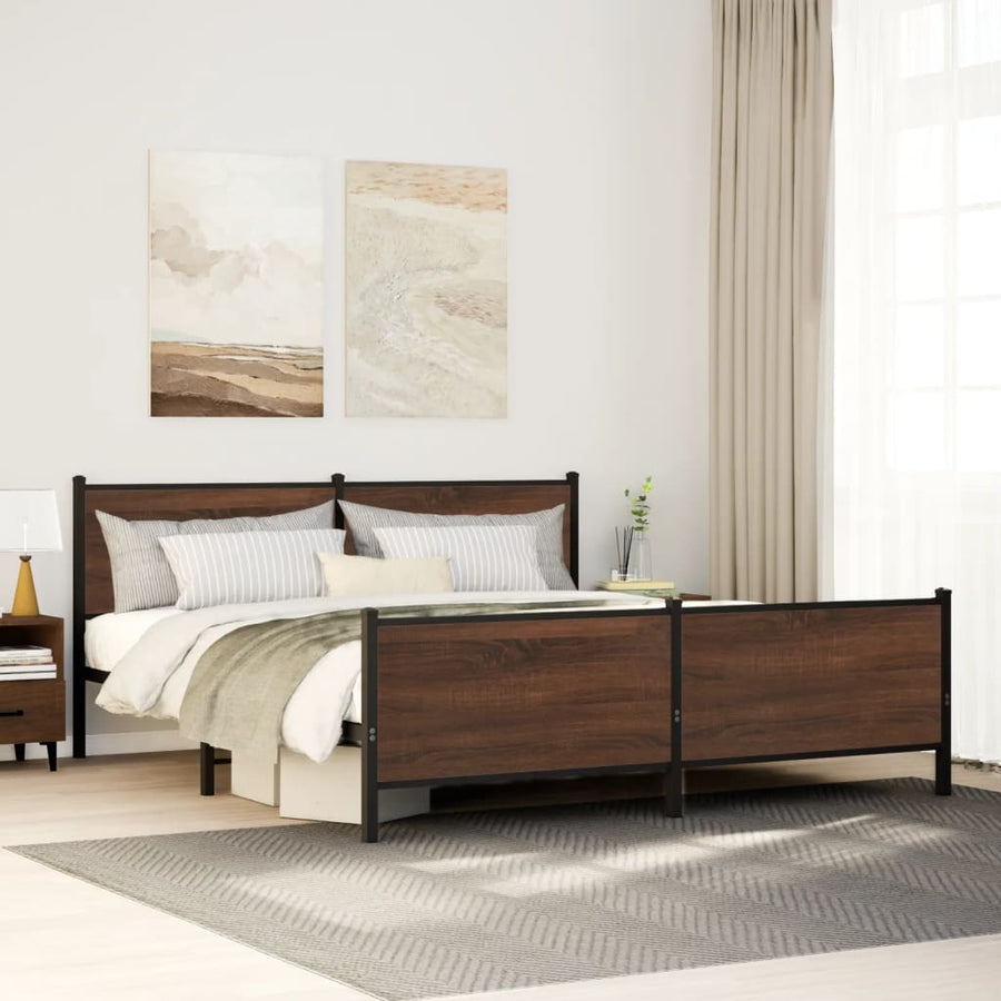 Bedframe zonder matras metaal bruin eikenkleur 180x200 cm