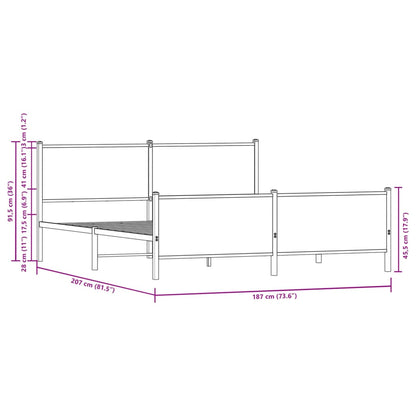 Bedframe zonder matras metaal bruin eikenkleur 180x200 cm
