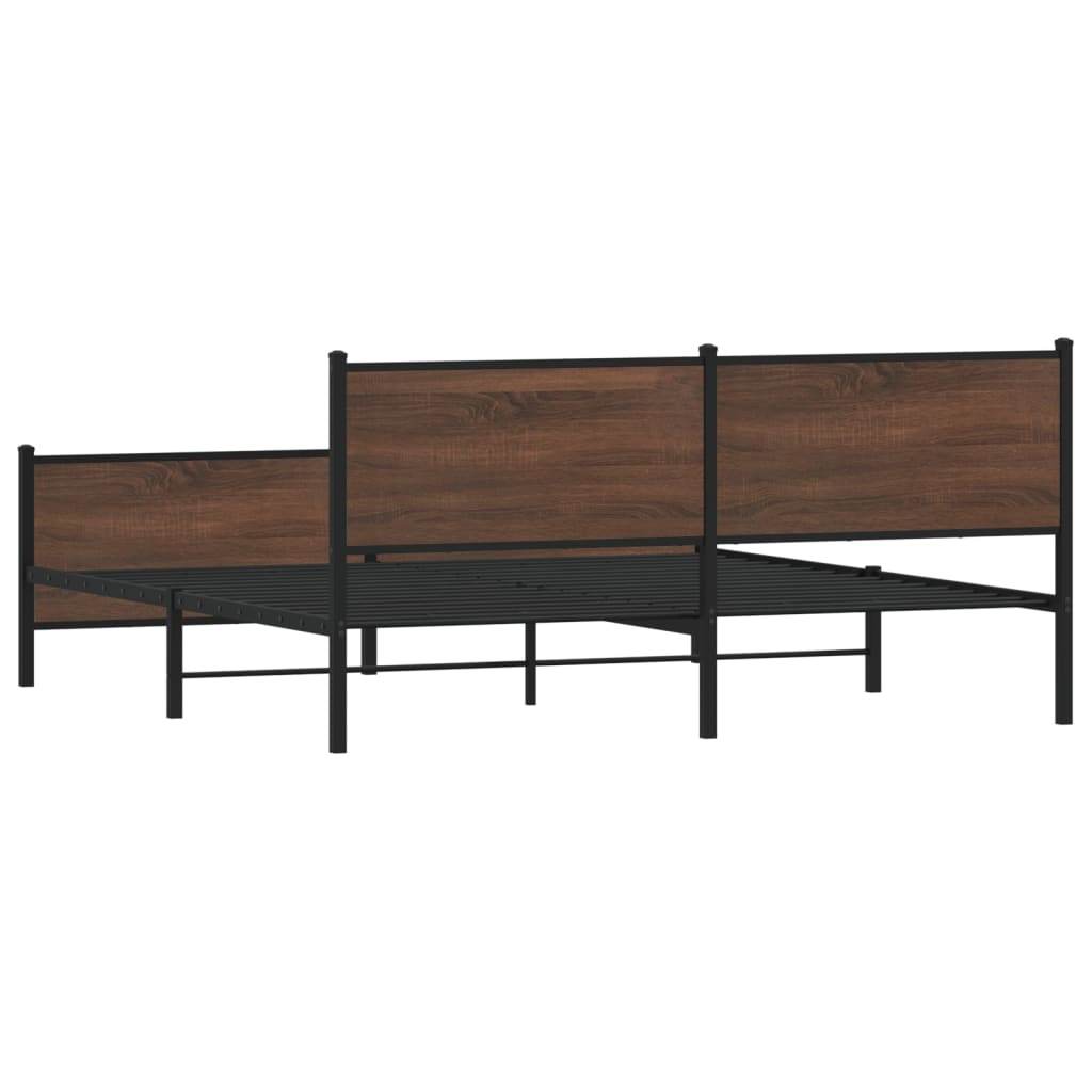 Bedframe zonder matras metaal bruin eikenkleur 183x213 cm