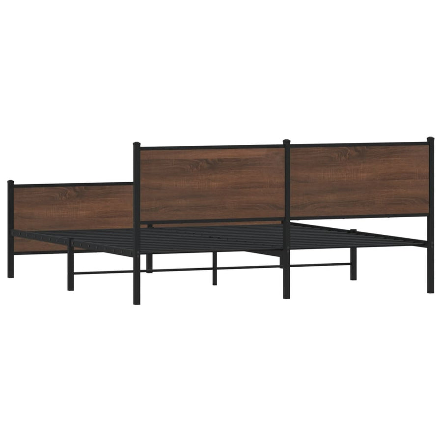 Bedframe zonder matras metaal bruin eikenkleur 193x203 cm