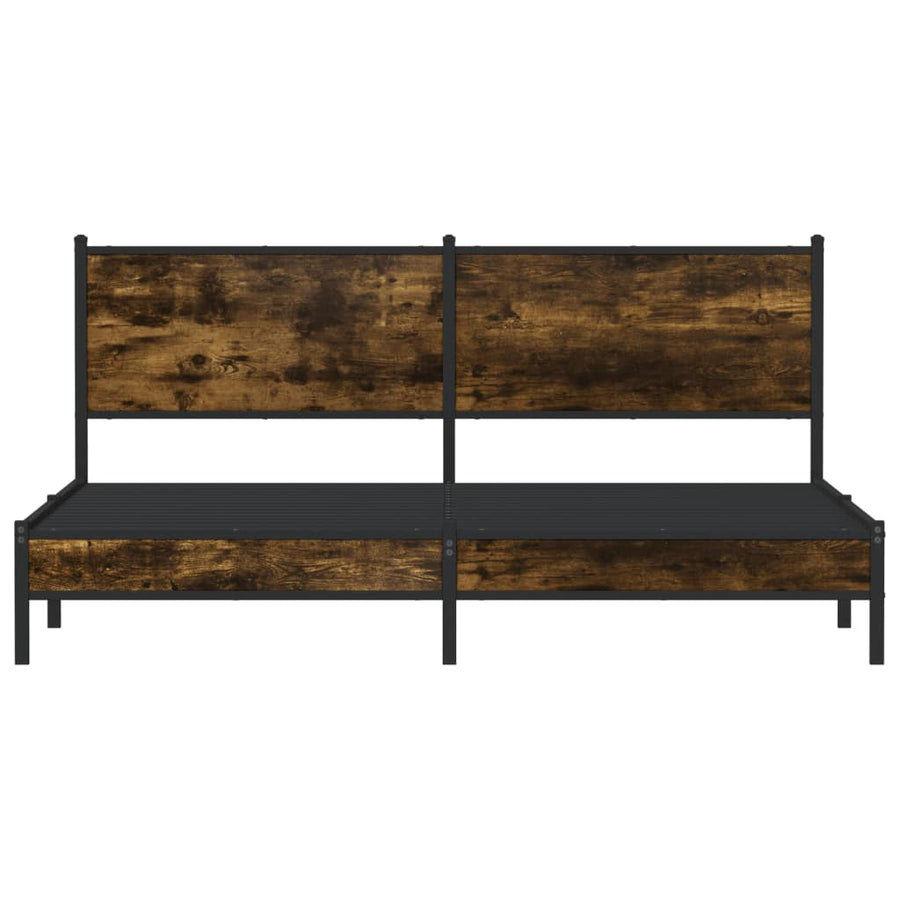 Bedframe zonder matras metaal gerookt eikenkleurig 183x213 cm