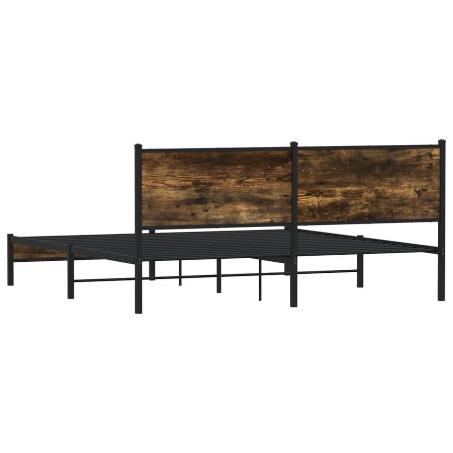 Bedframe zonder matras metaal gerookt eikenkleurig 183x213 cm