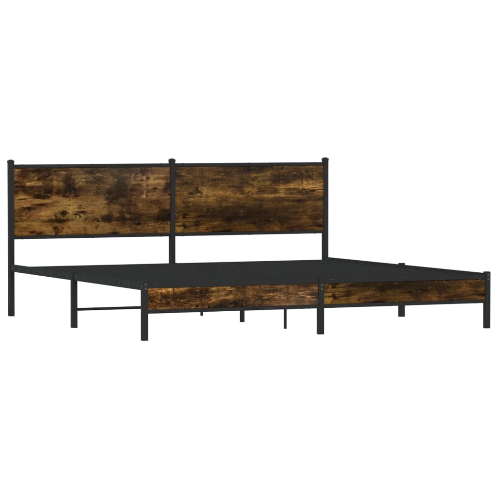 Bedframe zonder matras metaal gerookt eikenkleurig 193x203 cm