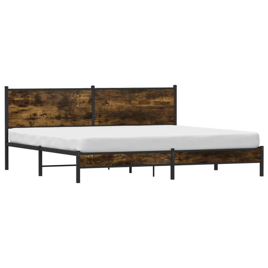 Bedframe zonder matras metaal gerookt eikenkleurig 193x203 cm