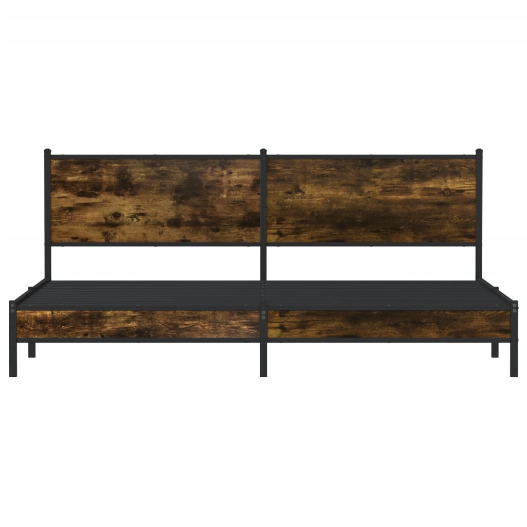 Bedframe zonder matras metaal gerookt eikenkleurig 193x203 cm