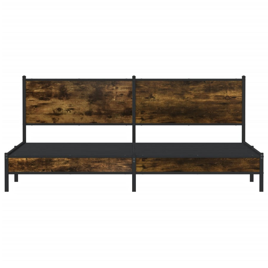 Bedframe zonder matras metaal gerookt eikenkleurig 193x203 cm