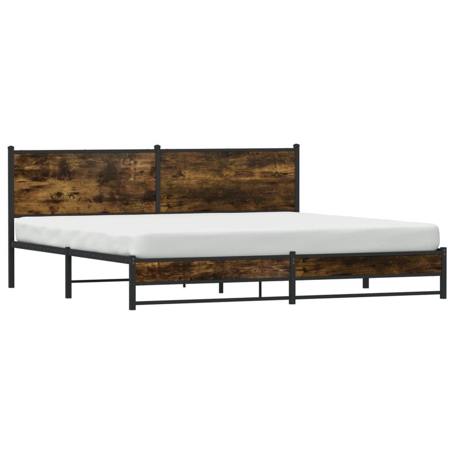 Bedframe Zonder Matras Metaal Kleurig 200 x 200 cm Gerookt eiken