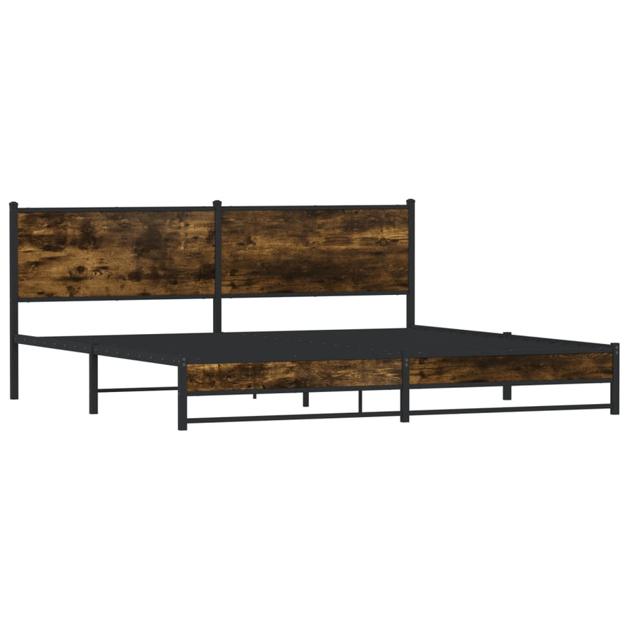 Bedframe Zonder Matras Metaal Kleurig 200 x 200 cm Gerookt eiken