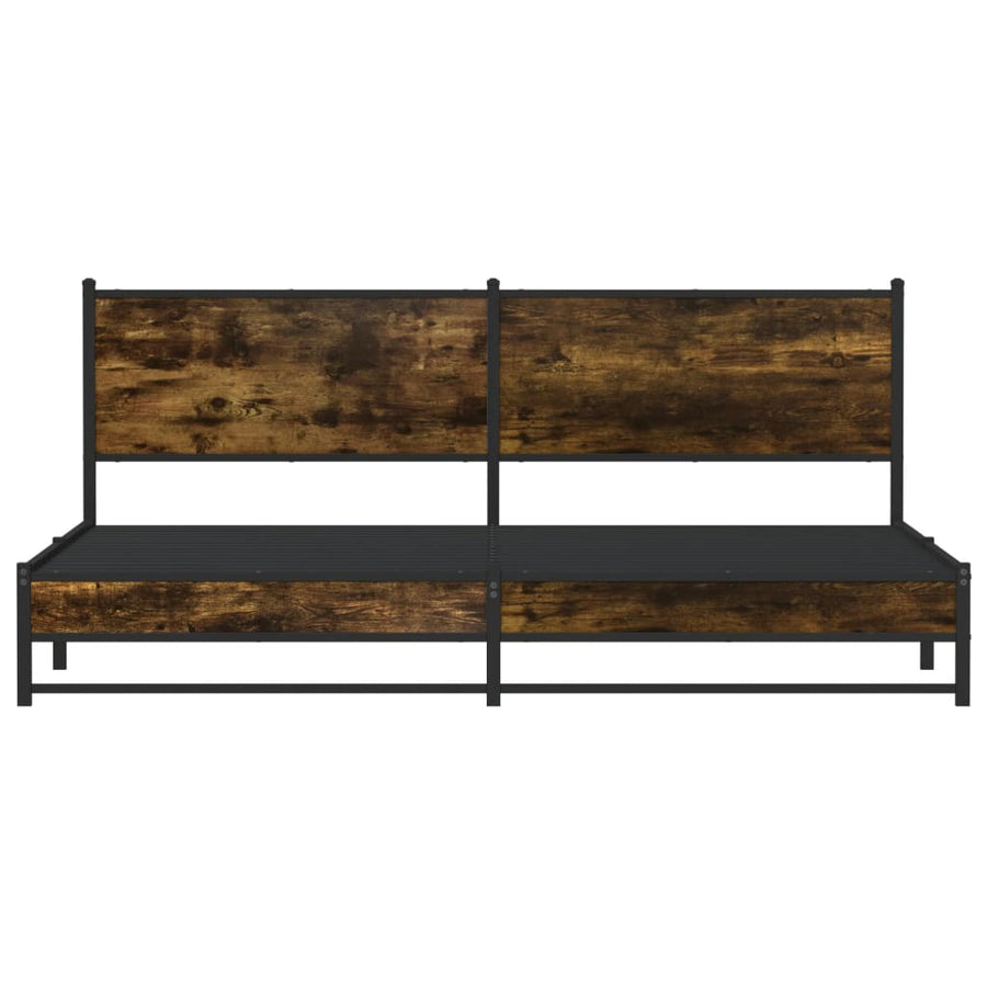 Bedframe Zonder Matras Metaal Kleurig 200 x 200 cm Gerookt eiken