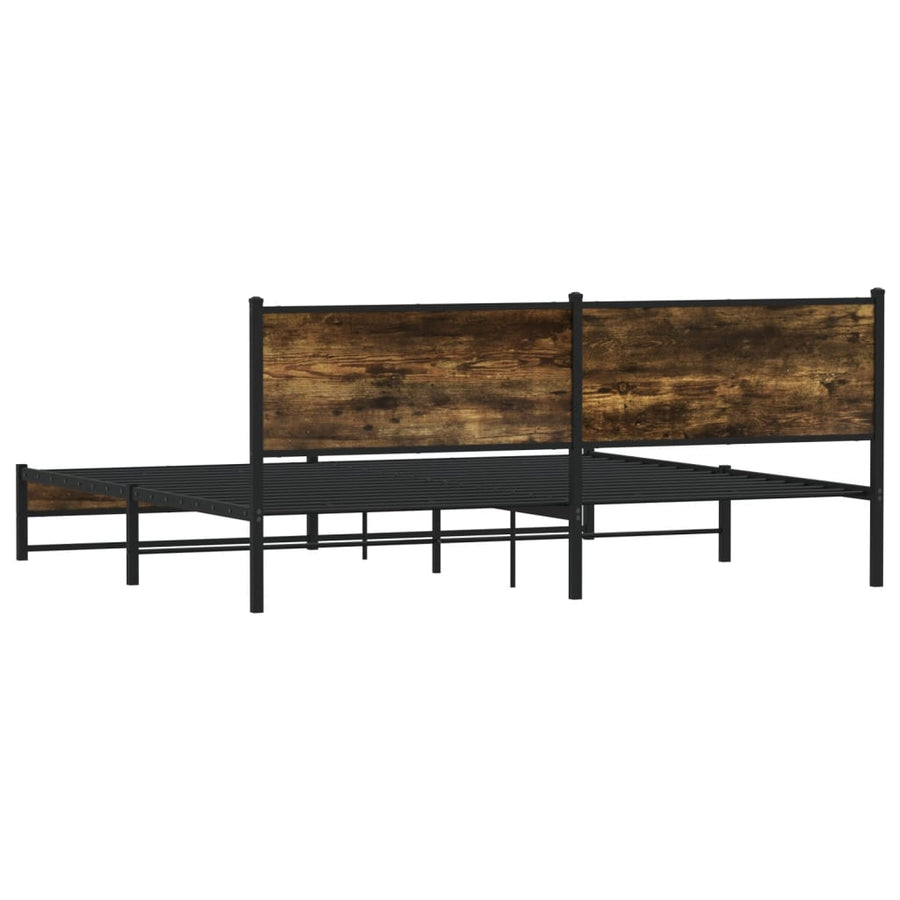 Bedframe Zonder Matras Metaal Kleurig 200 x 200 cm Gerookt eiken