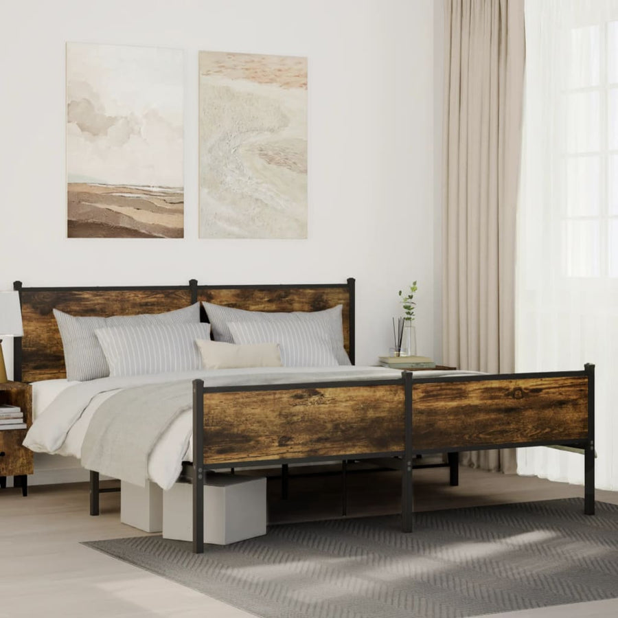 Bedframe zonder matras metaal gerookt eikenkleurig 160x200 cm