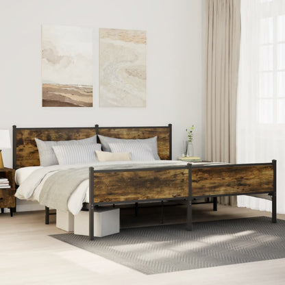 Bedframe zonder matras metaal gerookt eikenkleurig 193x203 cm