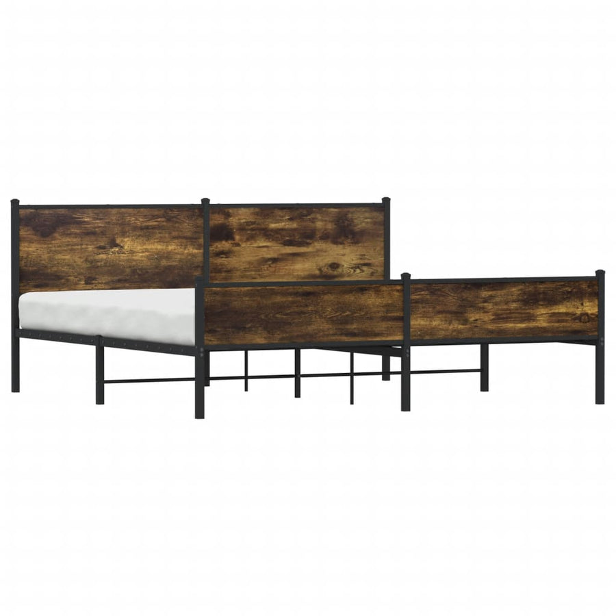 Bedframe zonder matras metaal gerookt eikenkleurig 193x203 cm