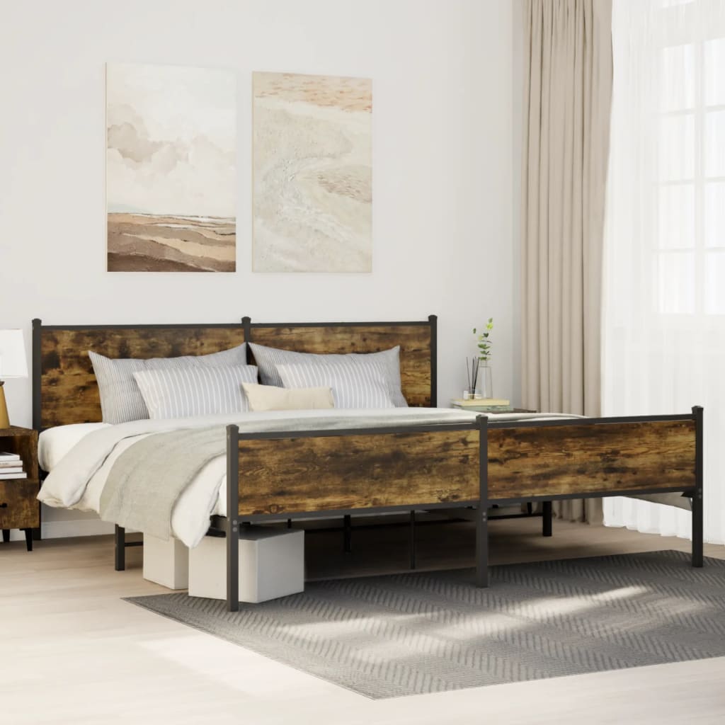 Bedframe zonder matras metaal gerookt eikenkleurig 200x200 cm