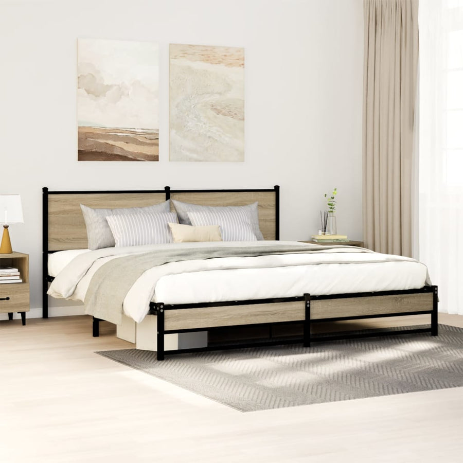 Bedframe zonder matras metaal sonoma eikenkleurig 180x200 cm