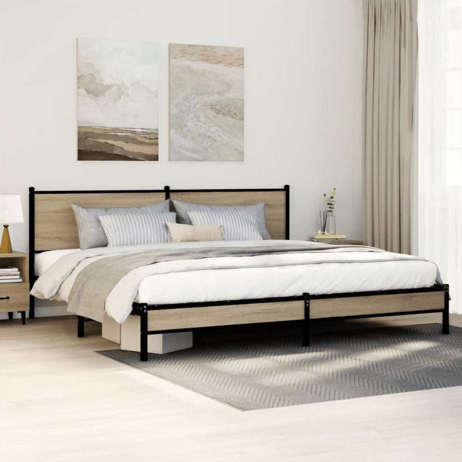 Bedframe zonder matras metaal sonoma eikenkleurig 193x203 cm