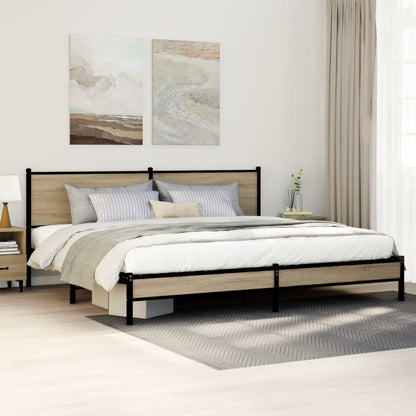 Bedframe zonder matras metaal sonoma eikenkleur 200x200 cm