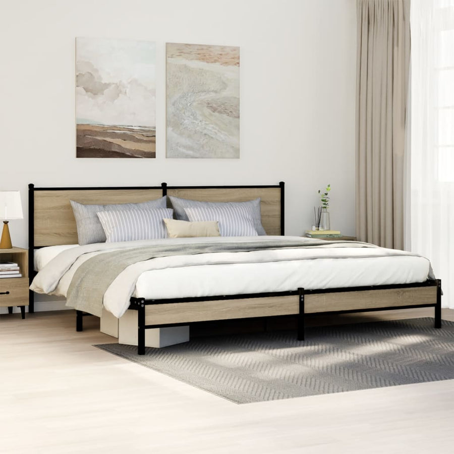 Bedframe zonder matras metaal sonoma eikenkleur 200x200 cm