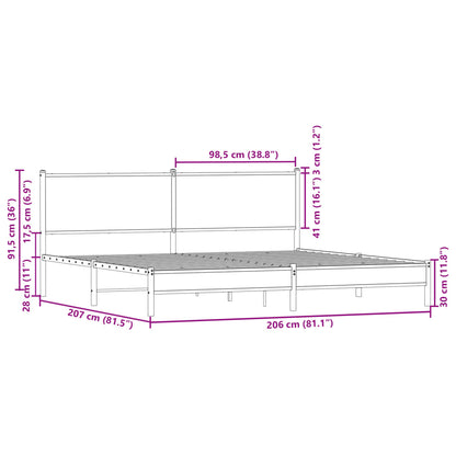 Bedframe zonder matras metaal sonoma eikenkleur 200x200 cm