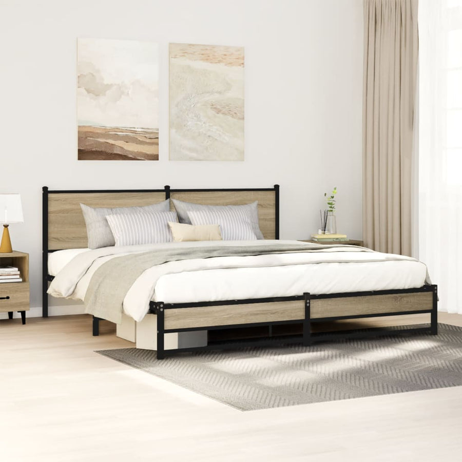 Bedframe zonder matras metaal sonoma eikenkleurig 180x200 cm
