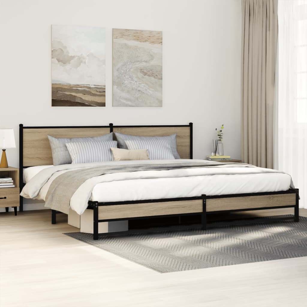 Bedframe zonder matras metaal sonoma eikenkleurig 193x203 cm