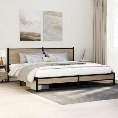 Bedframe zonder matras metaal sonoma eikenkleurig 193x203 cm