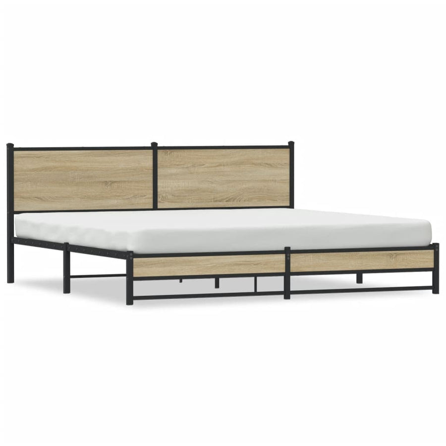 Bedframe zonder matras metaal sonoma eikenkleurig 193x203 cm