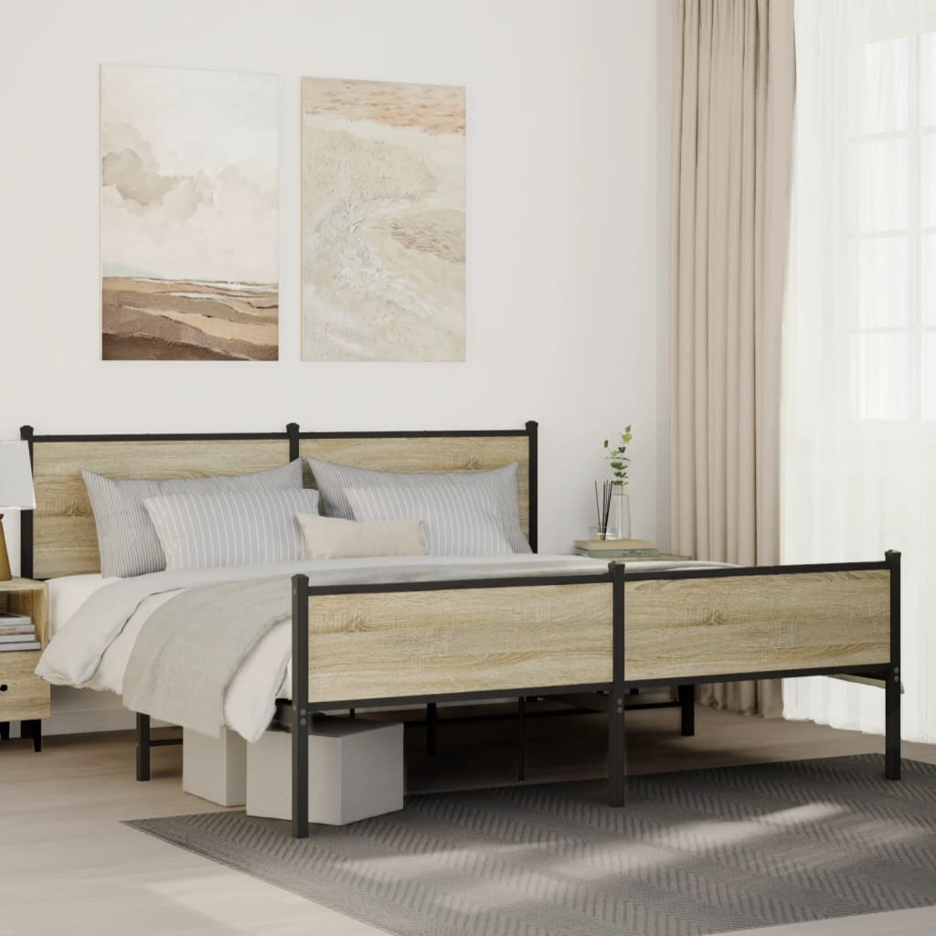 Bedframe zonder matras metaal sonoma eikenkleurig 180x200 cm