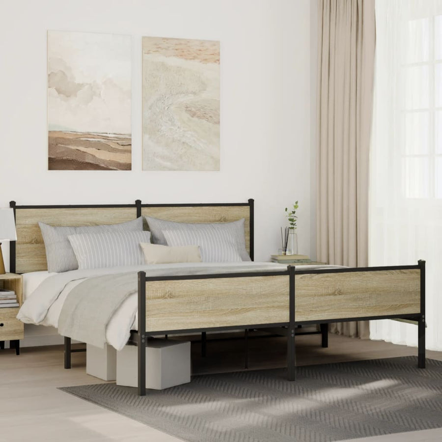 Bedframe zonder matras metaal sonoma eikenkleurig 180x200 cm