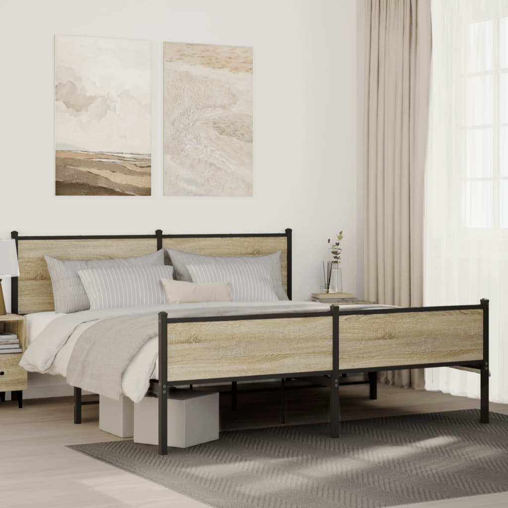 Bedframe zonder matras metaal sonoma eikenkleurig 183x213 cm