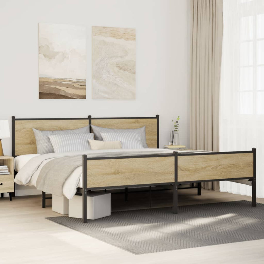 Bedframe zonder matras metaal sonoma eikenkleurig 193x203 cm