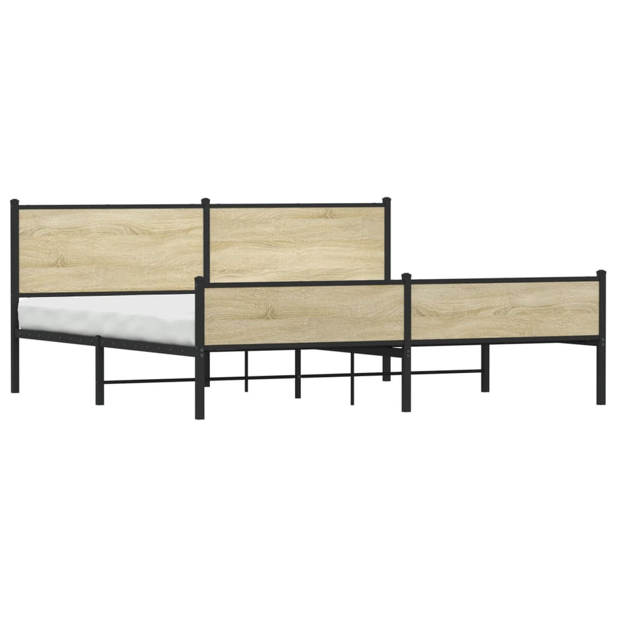 Bedframe zonder matras metaal sonoma eikenkleur 200x200 cm