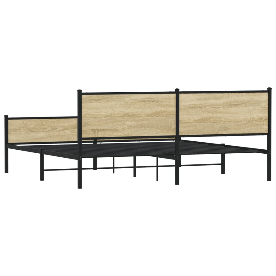 Bedframe zonder matras metaal sonoma eikenkleur 200x200 cm