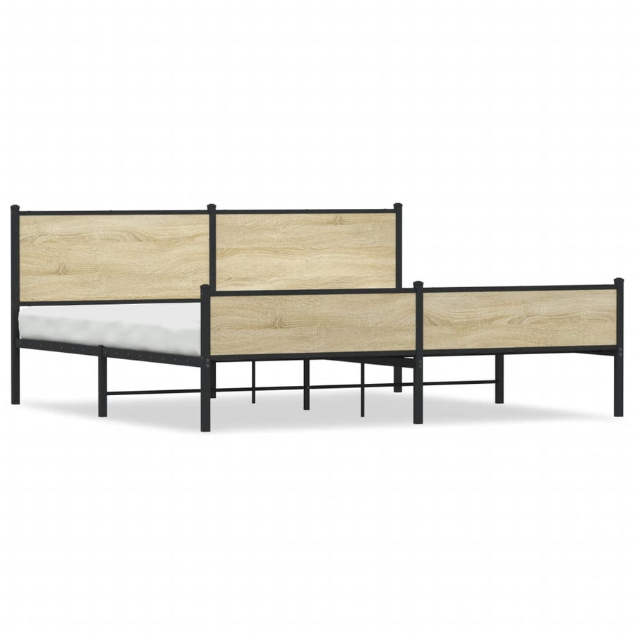 Bedframe zonder matras metaal sonoma eikenkleur 200x200 cm