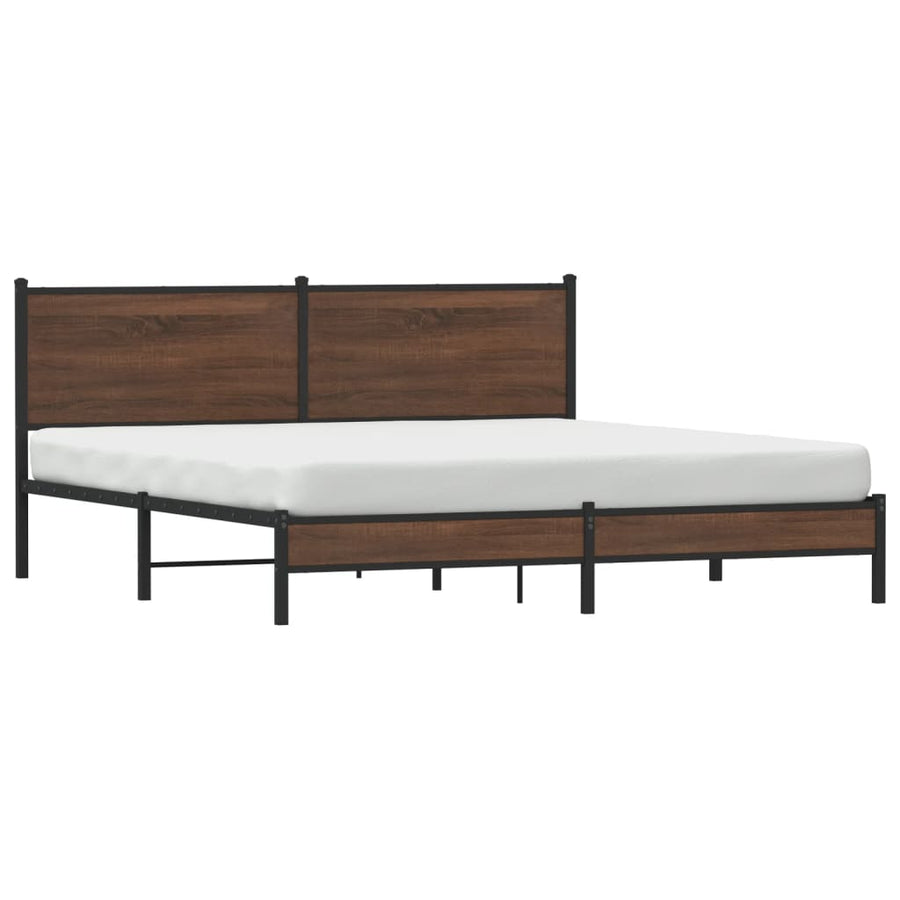Bedframe zonder matras metaal bruin eikenkleur 183x213 cm