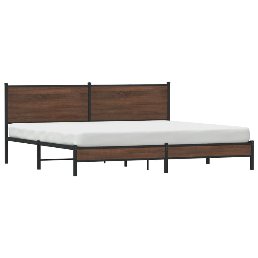 Bedframe zonder matras metaal bruin eikenkleur 193x203 cm