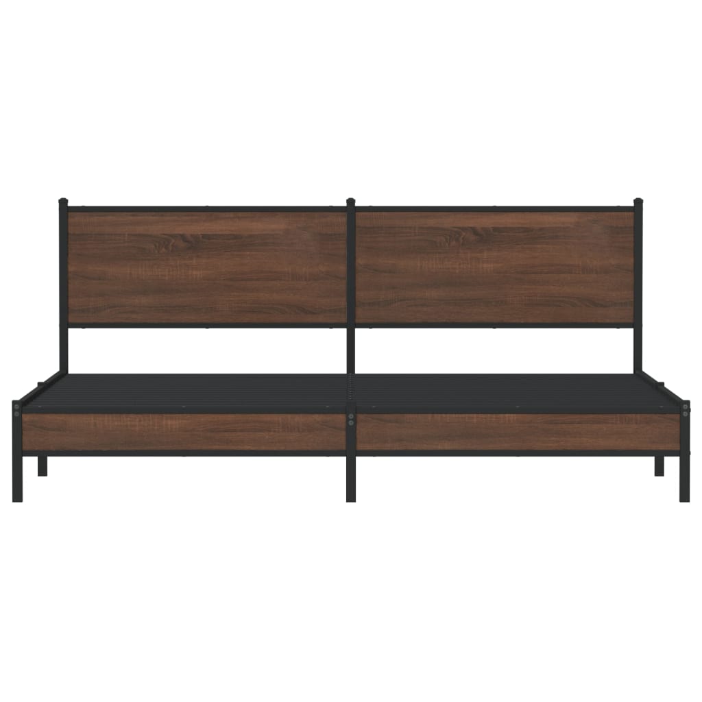 Bedframe zonder matras metaal bruin eikenkleur 193x203 cm
