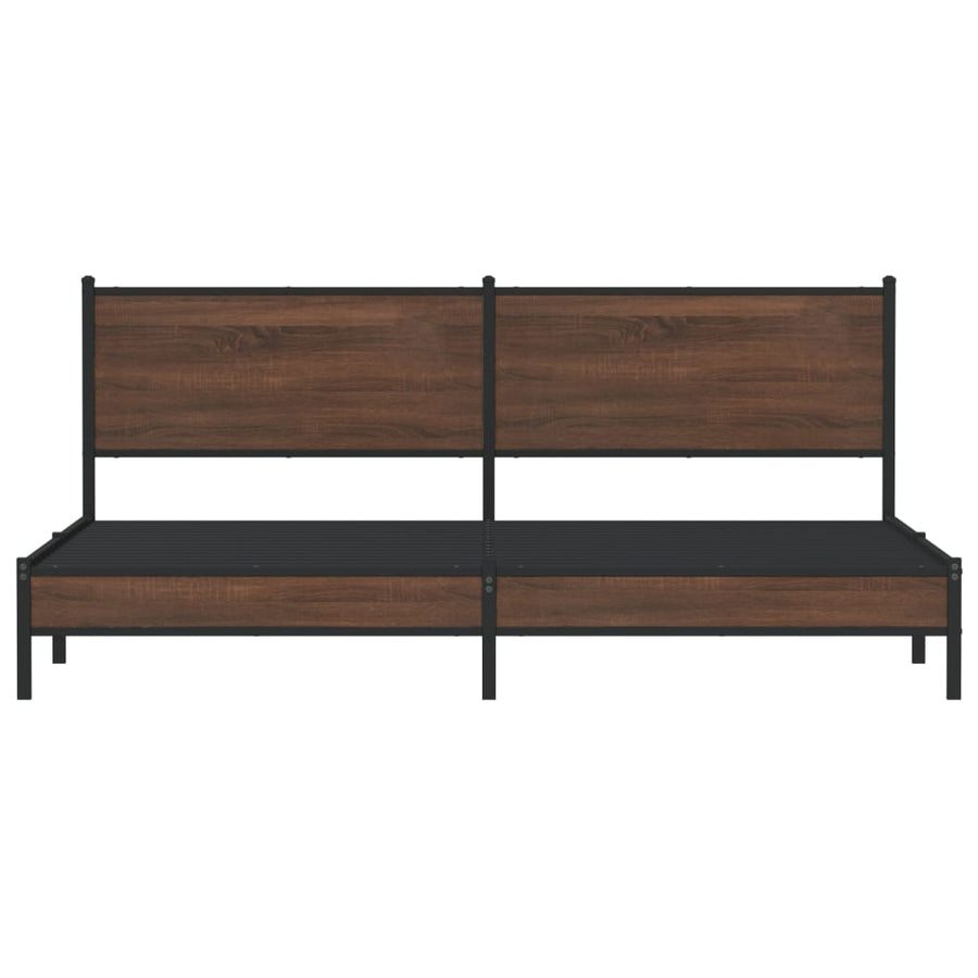Bedframe zonder matras metaal bruin eikenkleur 193x203 cm