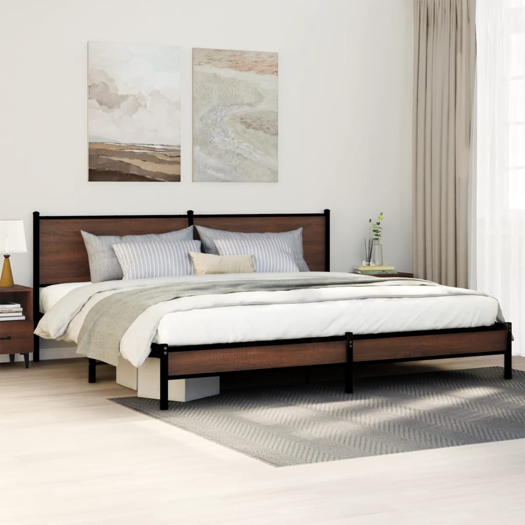 Bedframe zonder matras metaal bruin eikenkleurig 200x200 cm