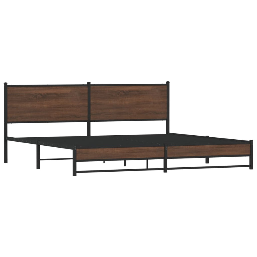 Bedframe zonder matras metaal bruin eikenkleur 193x203 cm