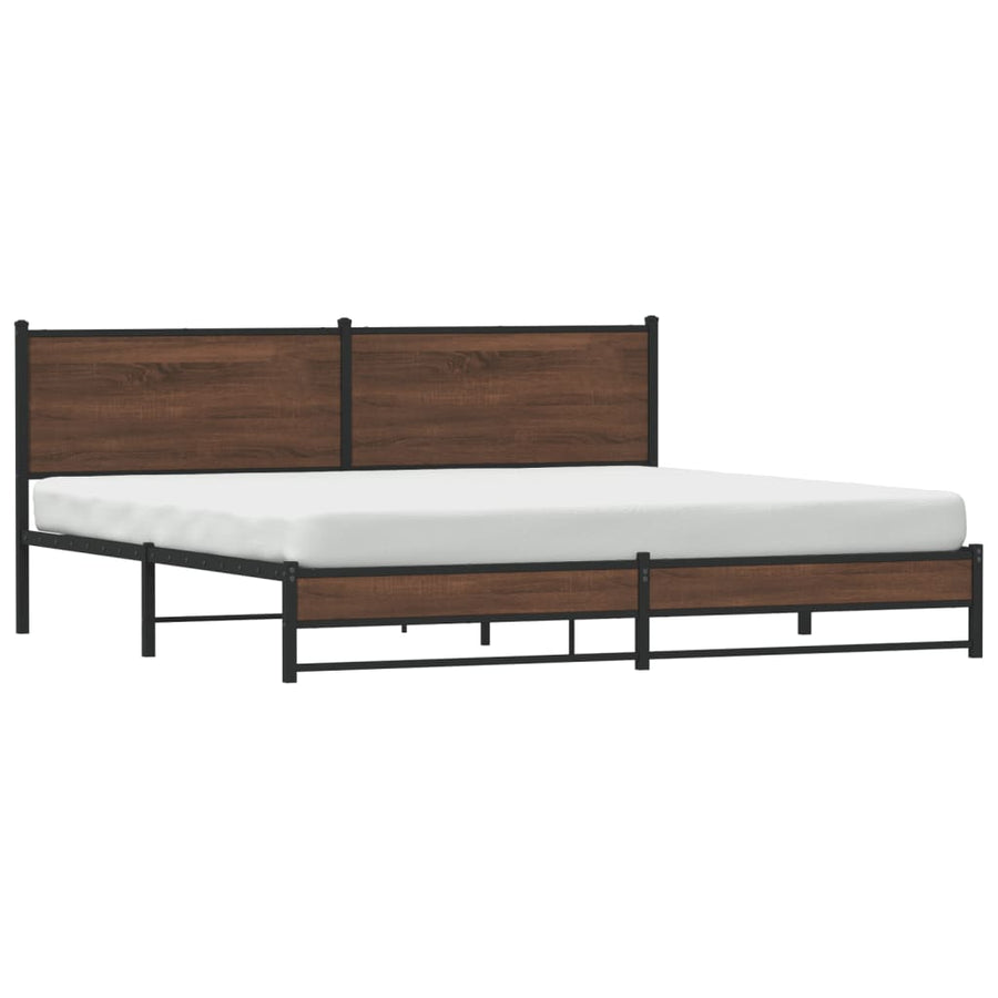 Bedframe zonder matras metaal bruin eikenkleur 193x203 cm