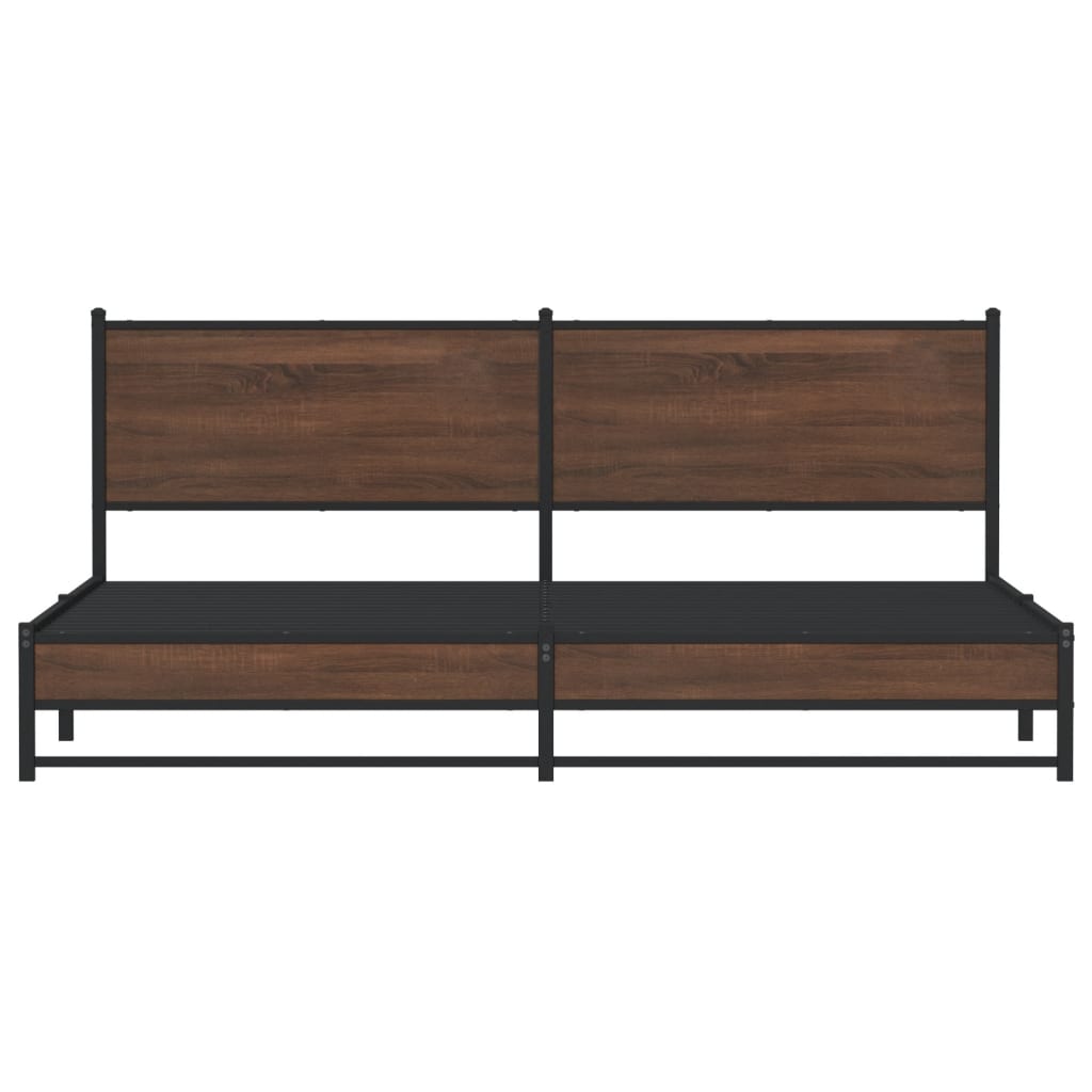 Bedframe zonder matras metaal bruin eikenkleur 193x203 cm
